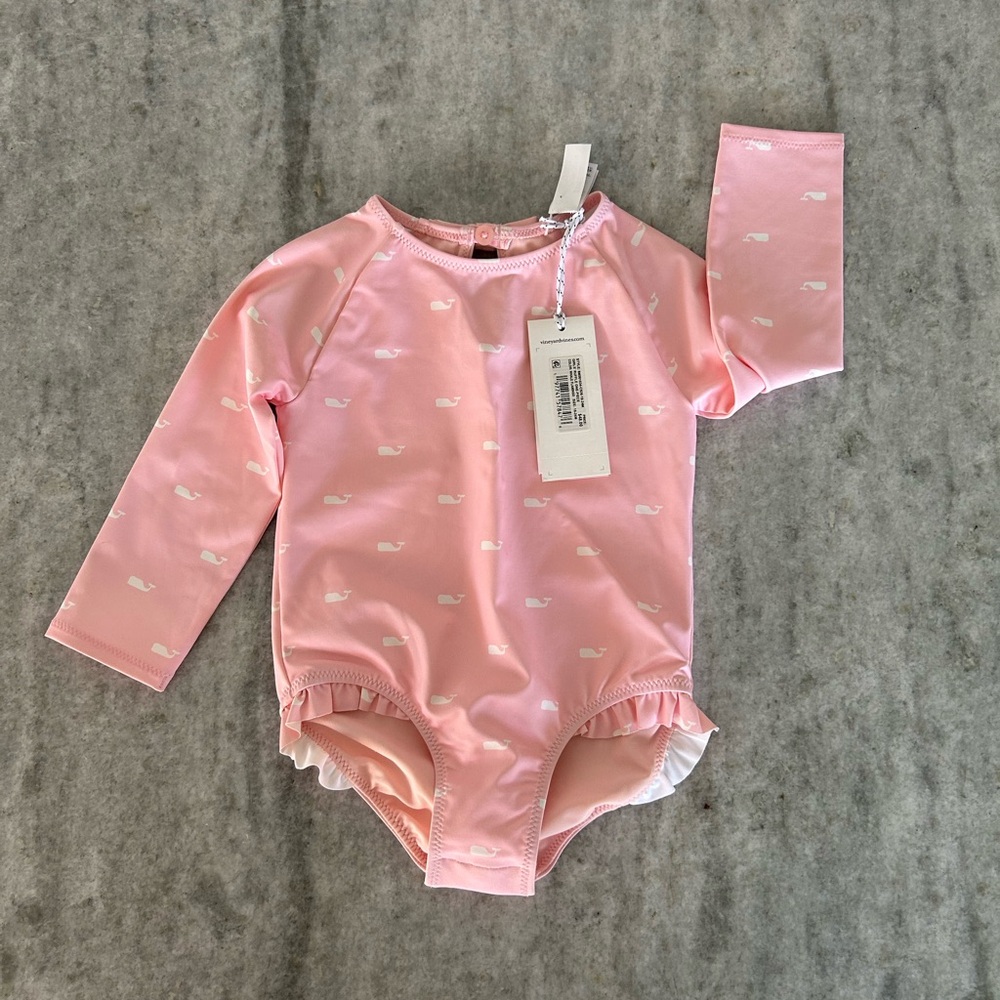 Vineyard Vines Pink and White Whale Bathing Suit 18-24M